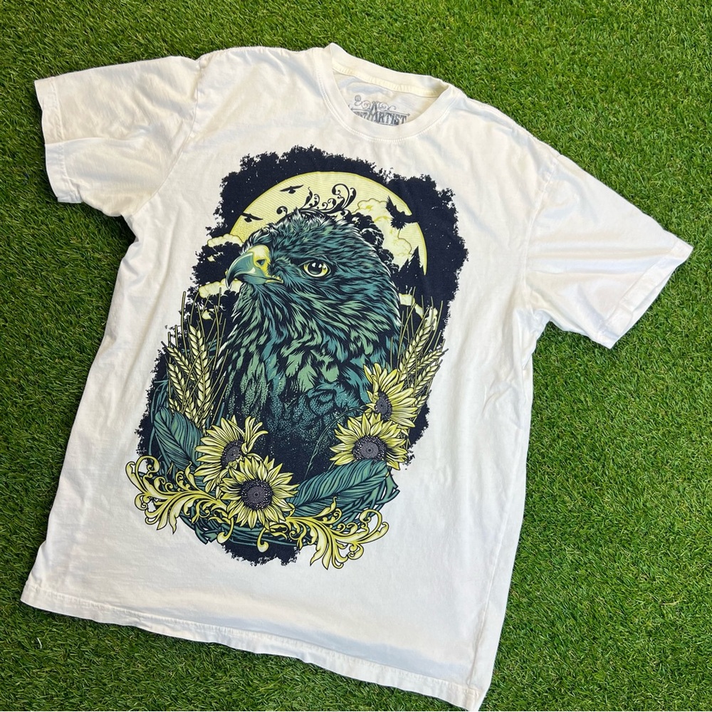 Secret artist collective Graphic Eagle and Sunflowers T-Shirt 2X made‎ in USA